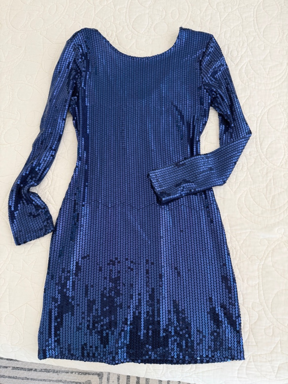 Venus Blue Sequin Long Sleeve Mini Dress